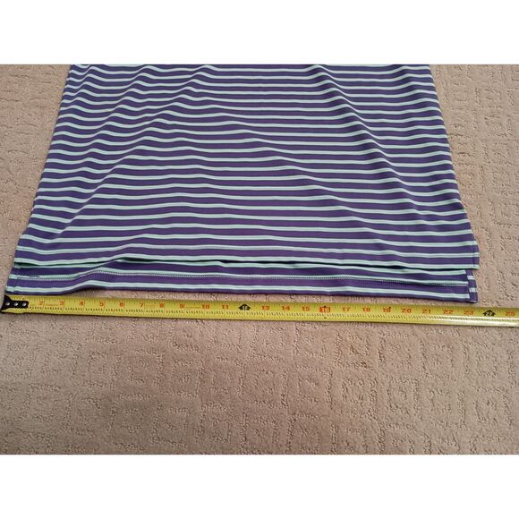 Peter Millar Polo Mens Large Purple & Green Striped Short Sleeve Summer Comfort - Picture 6 of 8